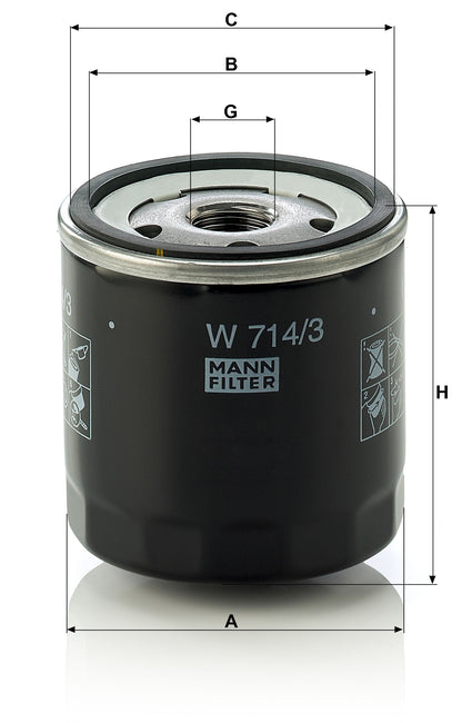 Filtro Olio Mann-Filter W 714/3 – Alfa Romeo / Fiat / Lancia - foto 2