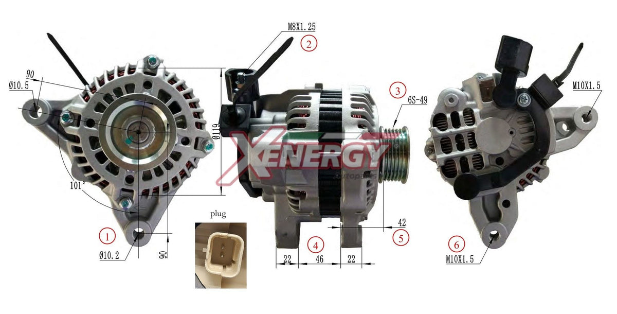 Alternatore Xenergy 14V 80A – Peugeot / Citroën – XAL20735AD