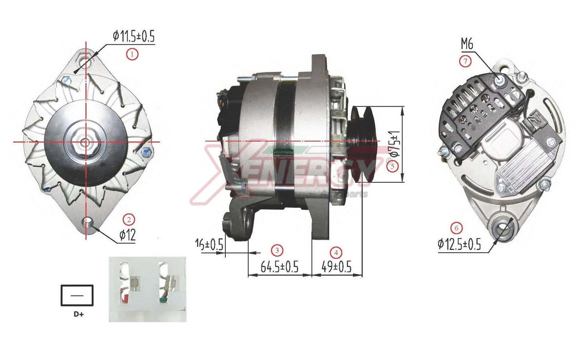 Alternatore Xenergy 14V 65A – Fiat / Iveco / Alfa Romeo – XAL11530AD