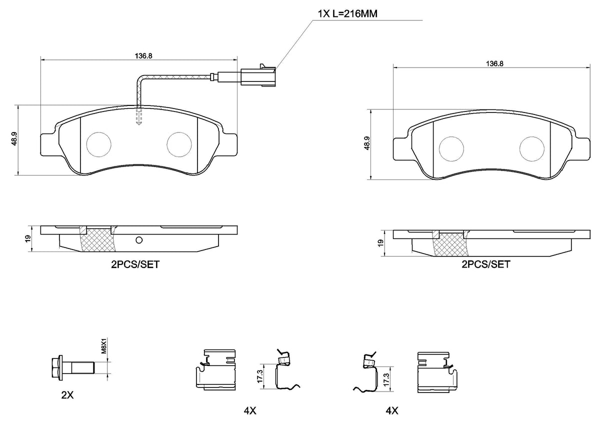 Kit Pastiglie Freno Brembo P 61 125G – Fiat / Peugeot / Citroën