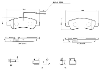 Kit Pastiglie Freno Brembo P 61 125G – Fiat / Peugeot / Citroën
