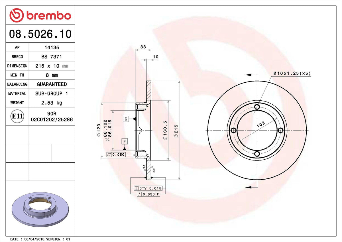 Coppia Dischi Freno Anteriori Brembo 08.5026.10