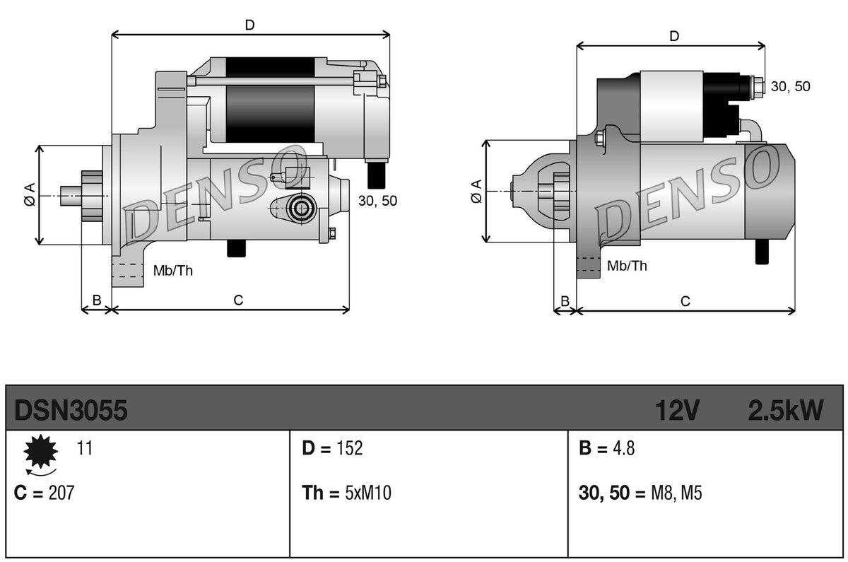 Motorino di Avviamento Denso 12V 2,5 kW – Citroën / Peugeot – DSN3055 - 3