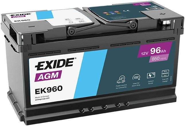 Batteria Auto Exide STOP & START AGM 12V 96Ah 850A Start & Stop – EK960