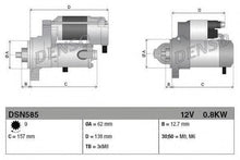 Motorino di Avviamento Denso 12V 0,8 kW – Fiat / SEAT – DSN585
