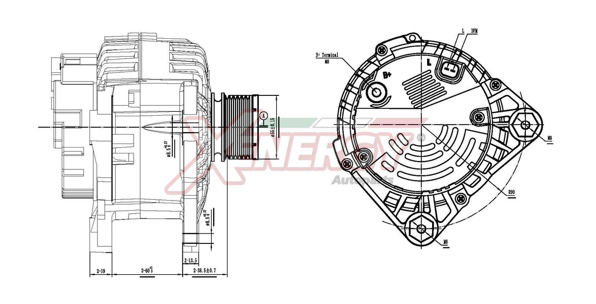 Alternatore Xenergy 14V 120A – Renault / Nissan / Dacia – XAL34115AD - 2