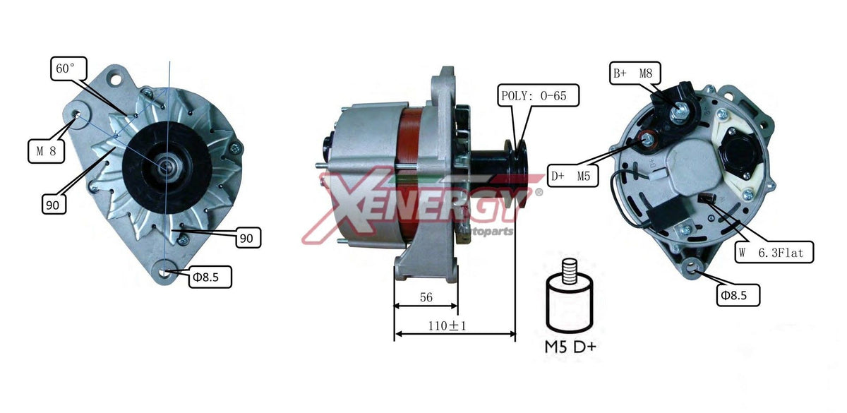 Alternatore Xenergy 14V 65A – Volkswagen / Audi – XAL11910AD