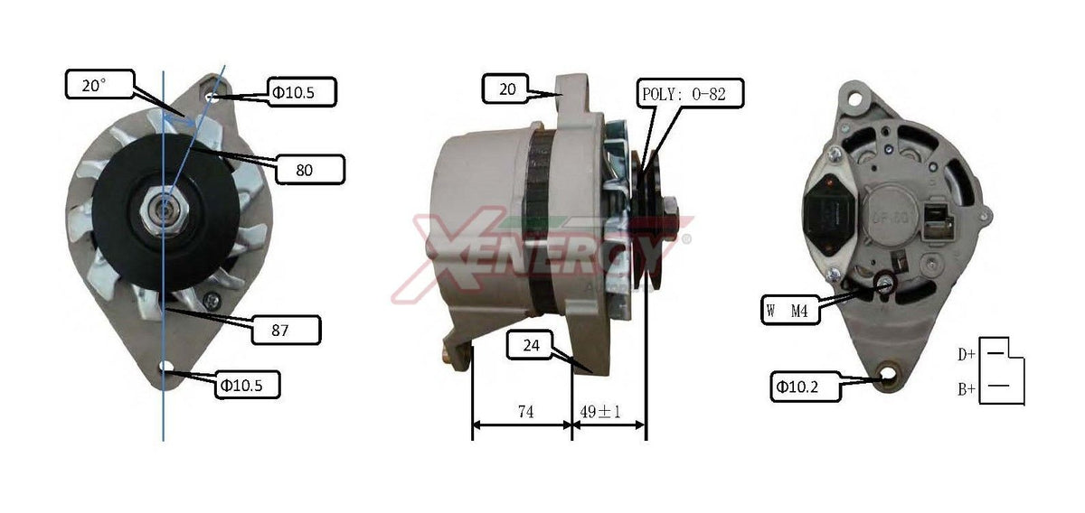 Alternatore Xenergy 14V 33A – Fiat / DAF / ZASTAVA – XAL10021AD