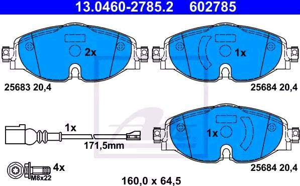 Kit Pastiglie Freno Anteriori ATE Ceramic 13.0470-2785.2