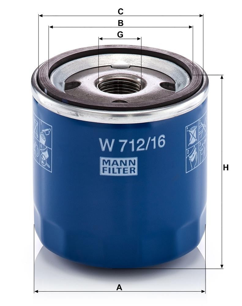 Filtro Olio Mann-Filter W 712/16 – Fiat / Alfa Romeo / Lancia - foto 2
