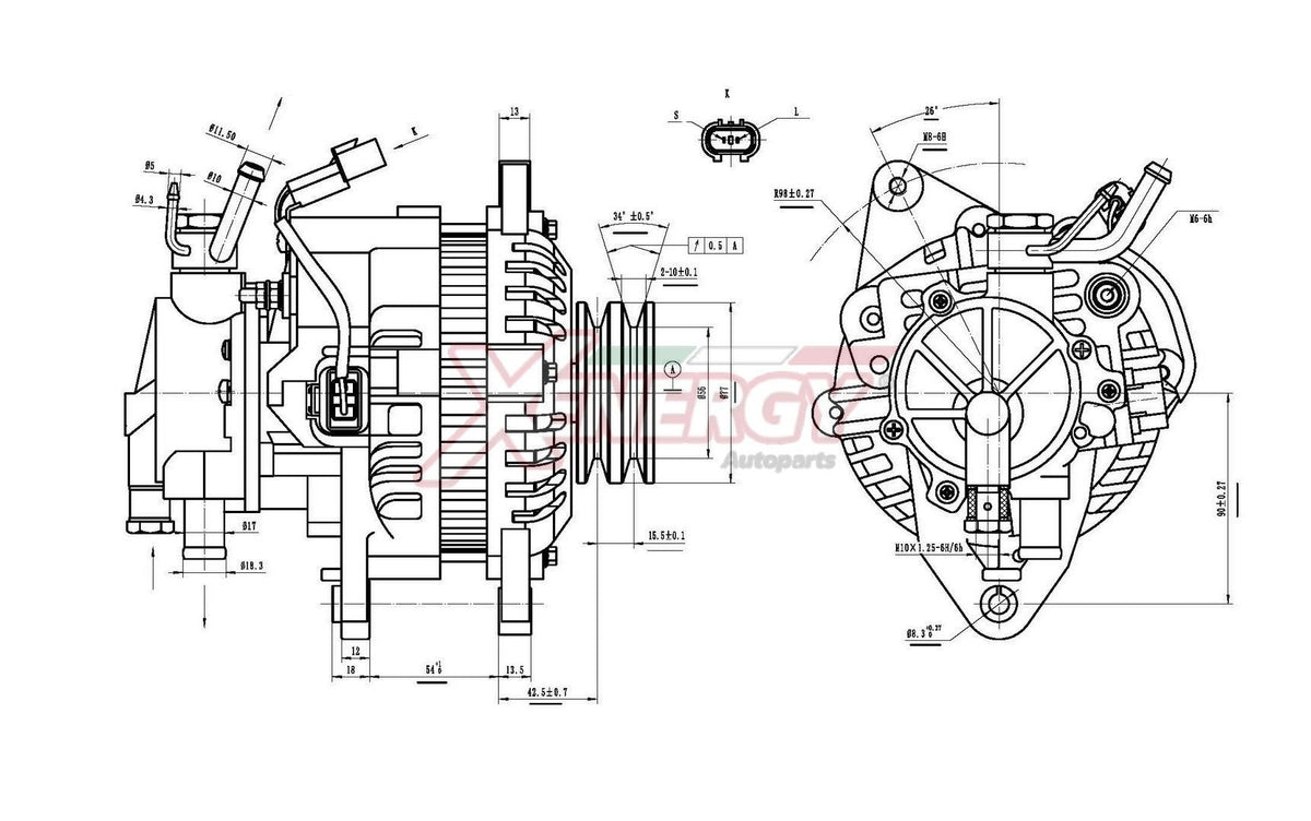 Alternatore Xenergy 14V 90A – Fiat / Hyundai / Mitsubishi – XAL11332AD