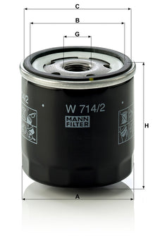 Filtro Olio Mann-Filter W 714/2 – Fiat / Seat / Lancia - foto 2