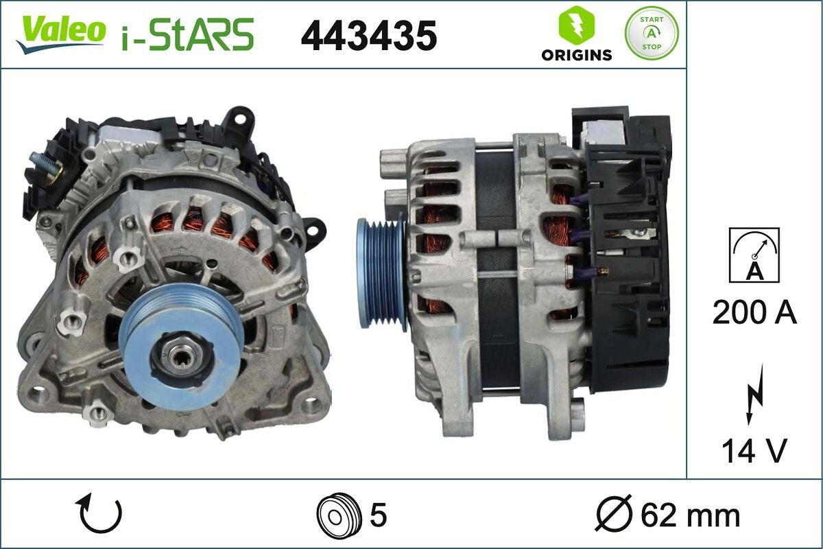 Alternatore Valeo 14V 200A – Fiat – 443435