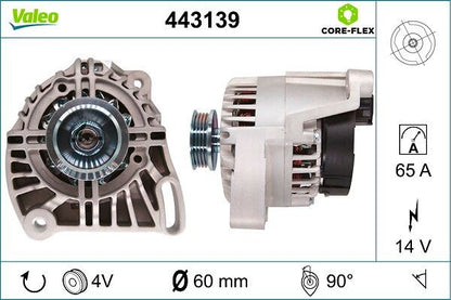 Alternatore Valeo 14V 65A – Fiat / Lancia – 443139